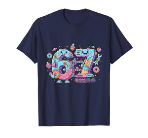 Funny Six Seven Cute Vintage & Retro Robot Art Number 67 Tee T-Shirt