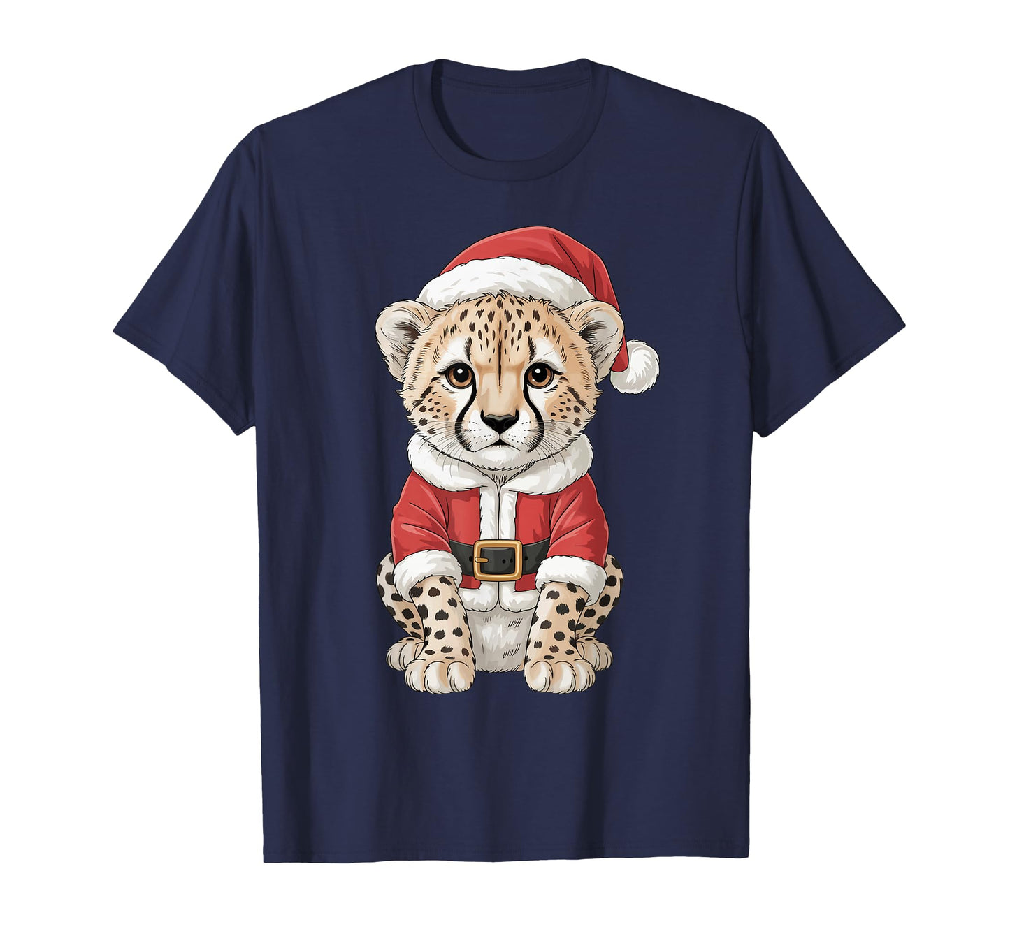 Cute Christmas Cheetah Santa Safari Animal T-Shirt