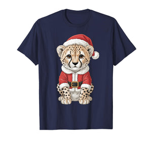 Cute Christmas Cheetah Santa Safari Animal T-Shirt