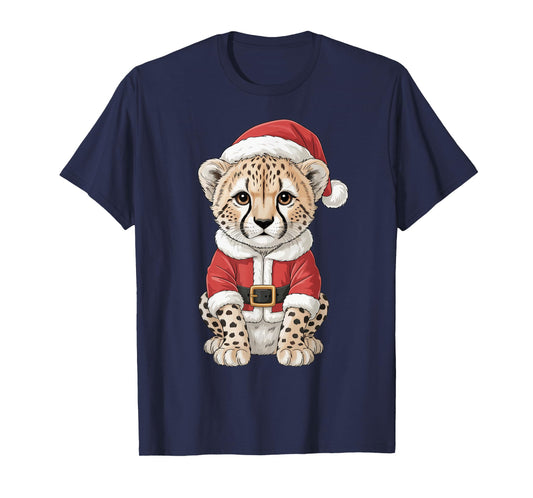 Cute Christmas Cheetah Santa Safari Animal T-Shirt