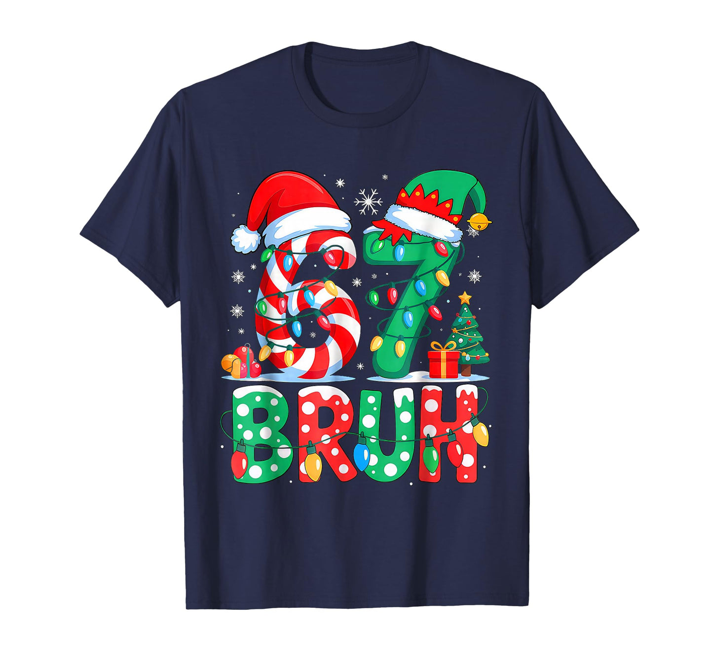 Funny Six Seven 6 7 Meme Christmas Family Xmas Santa 67 T-Shirt