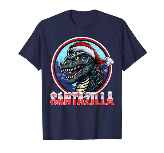 Kaiju Christmas Santazilla Japanese Monster Dinosaur Boy T-Shirt