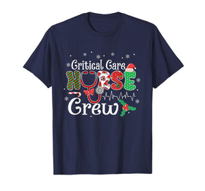 Critical Care Nurse Crew Stethoscope Santa Hat Christmas T-Shirt