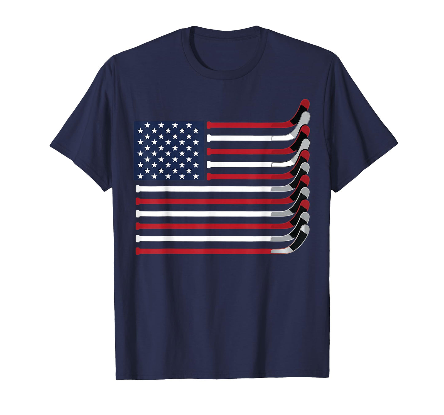 Hockey Stick USA Flag Hockey Player T-Shirt