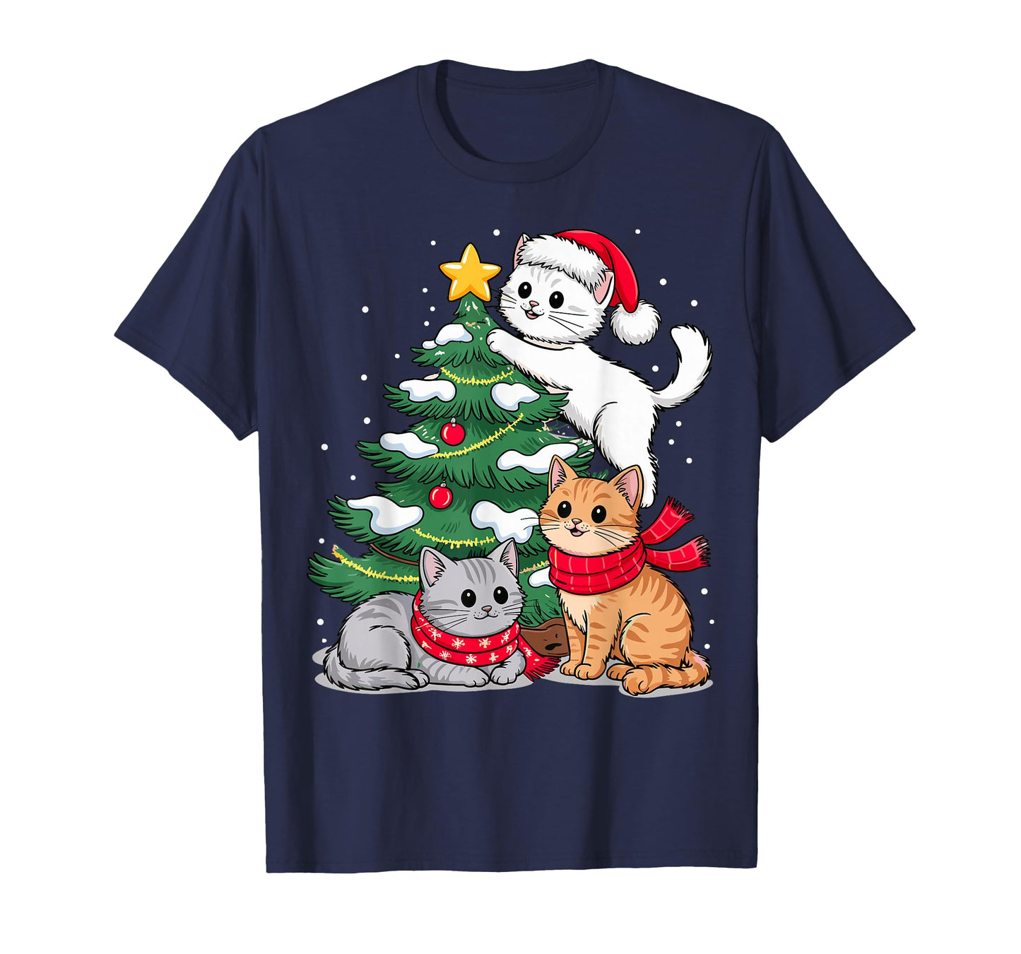 Christmas Tree Cats Xmas T-Shirt