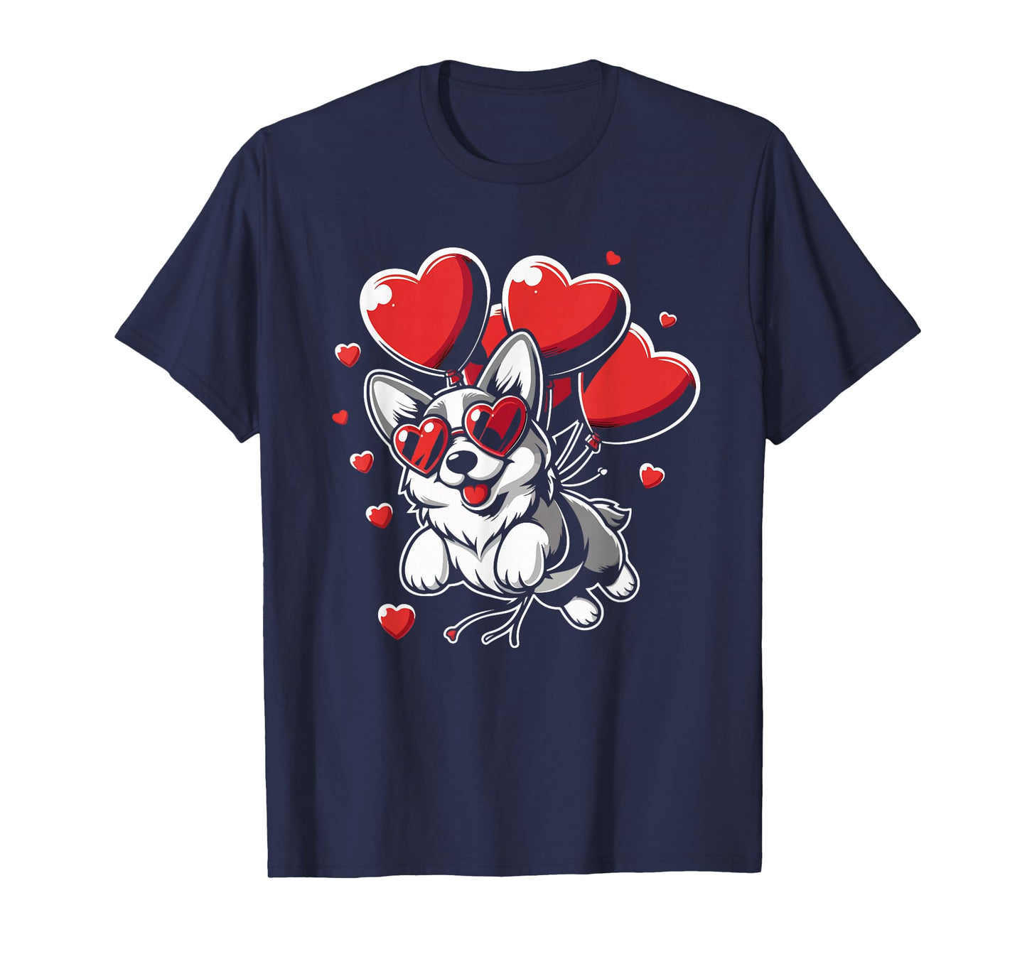 Funny Cute Dog Valentines Day Heart Balloons Corgi Dog Lover T-Shirt
