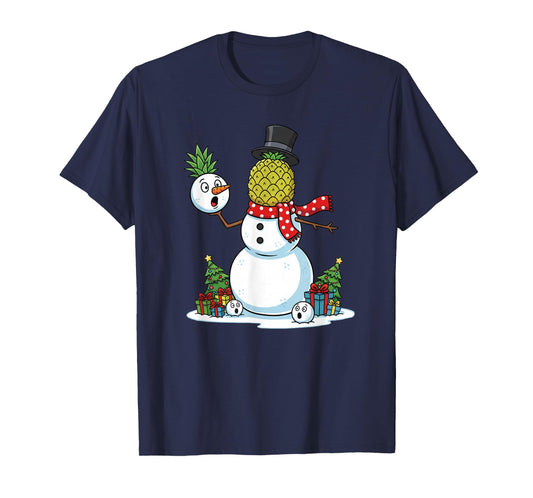 Funny Christmas Pineapple Snowman Xmas Mens Womens Kids T-Shirt