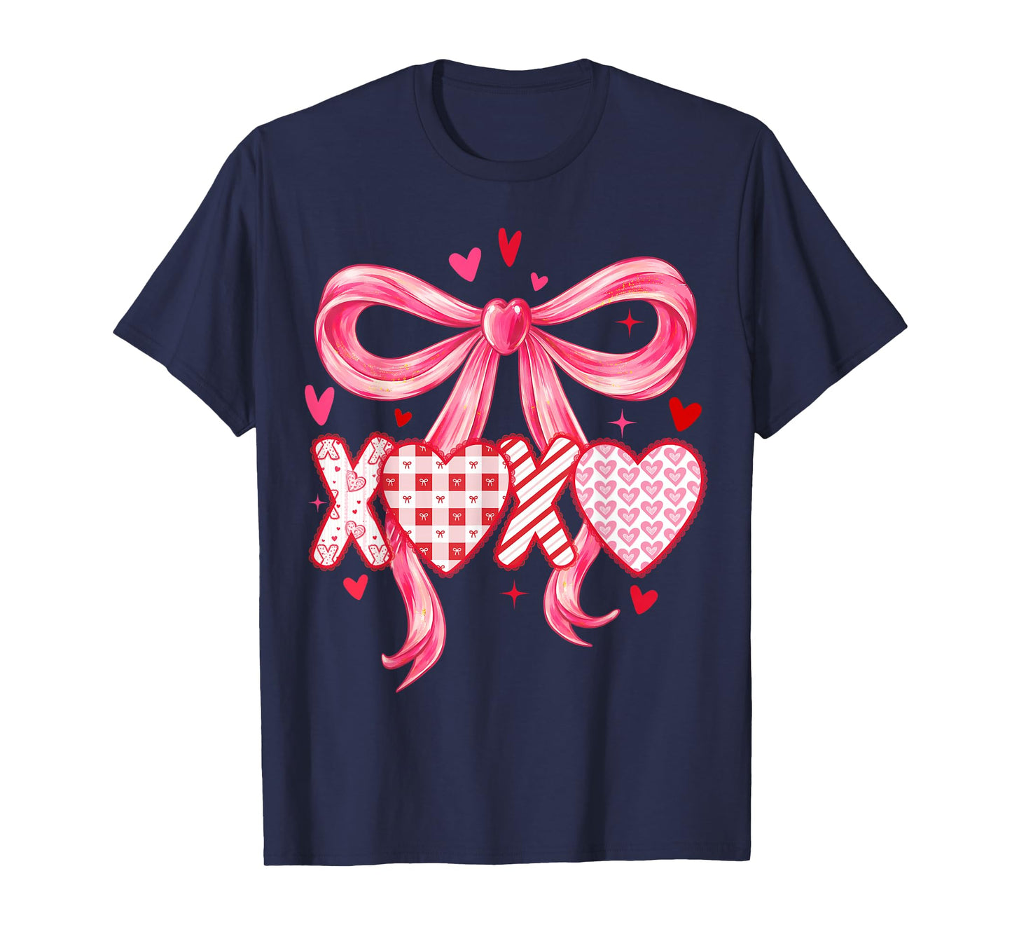 Preppy XOXO Valentines Day Coquette Bow Girls Women Loved T-Shirt