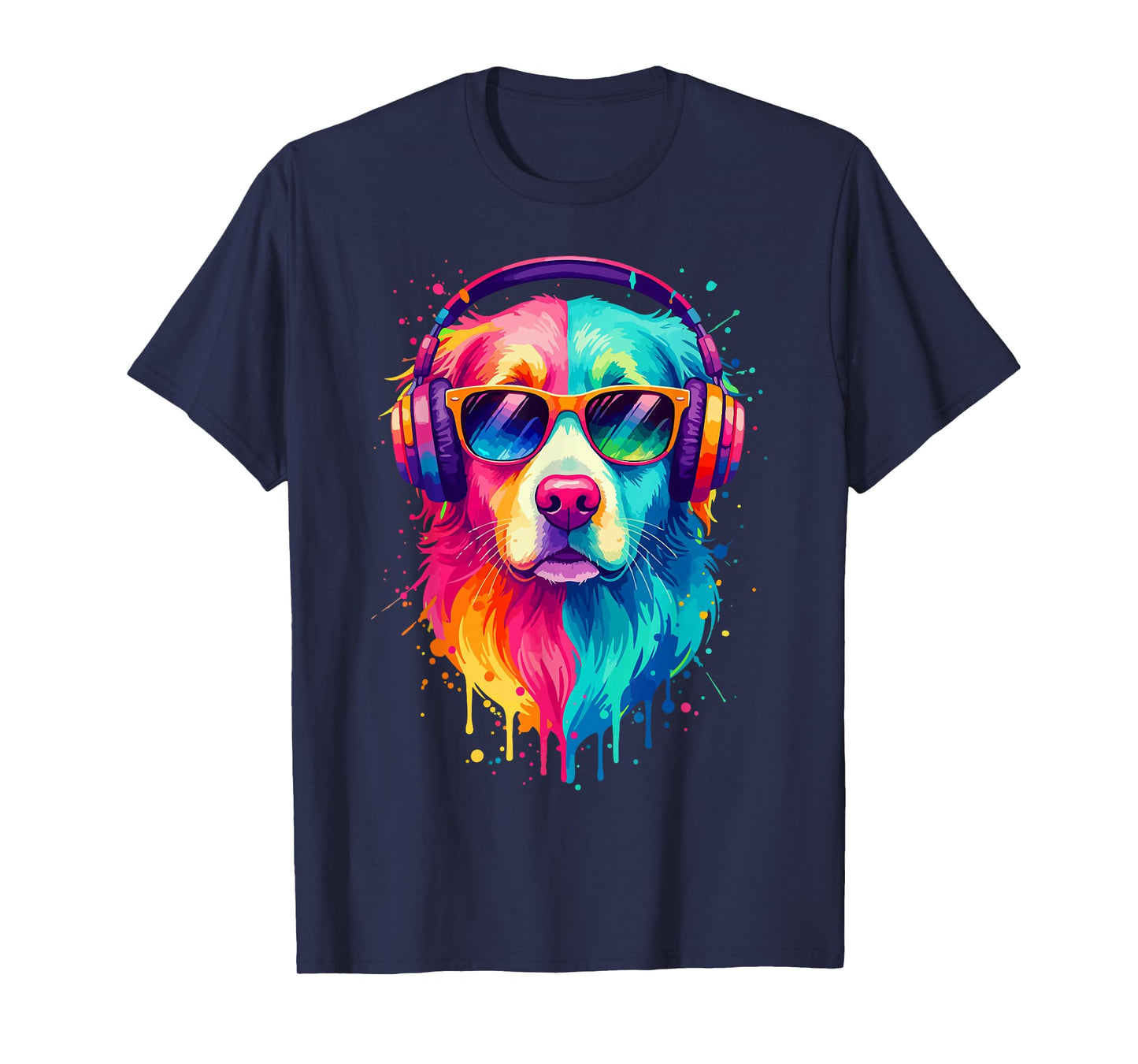 Dog Wearing Headphones and Sunglasses EDM Rave Design T-Shirt