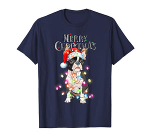 Boston Terrier Christmas Lights Xmas Dog T-Shirt