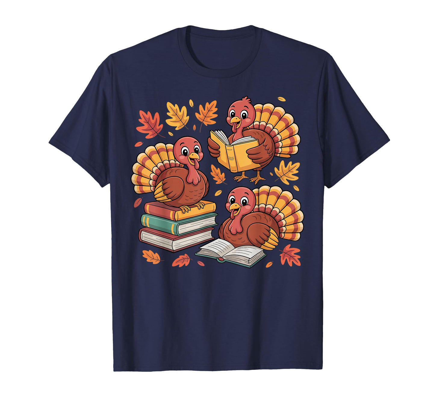 Turkey Reading Books Fall Thanksgiving Teacher Librarian T-Shirt