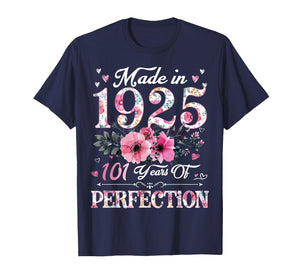 101 Year Old in 1925 Floral 101th Birthday Gifts for Women T-Shirt