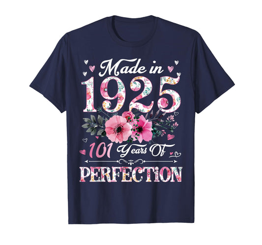 101 Year Old in 1925 Floral 101th Birthday Gifts for Women T-Shirt