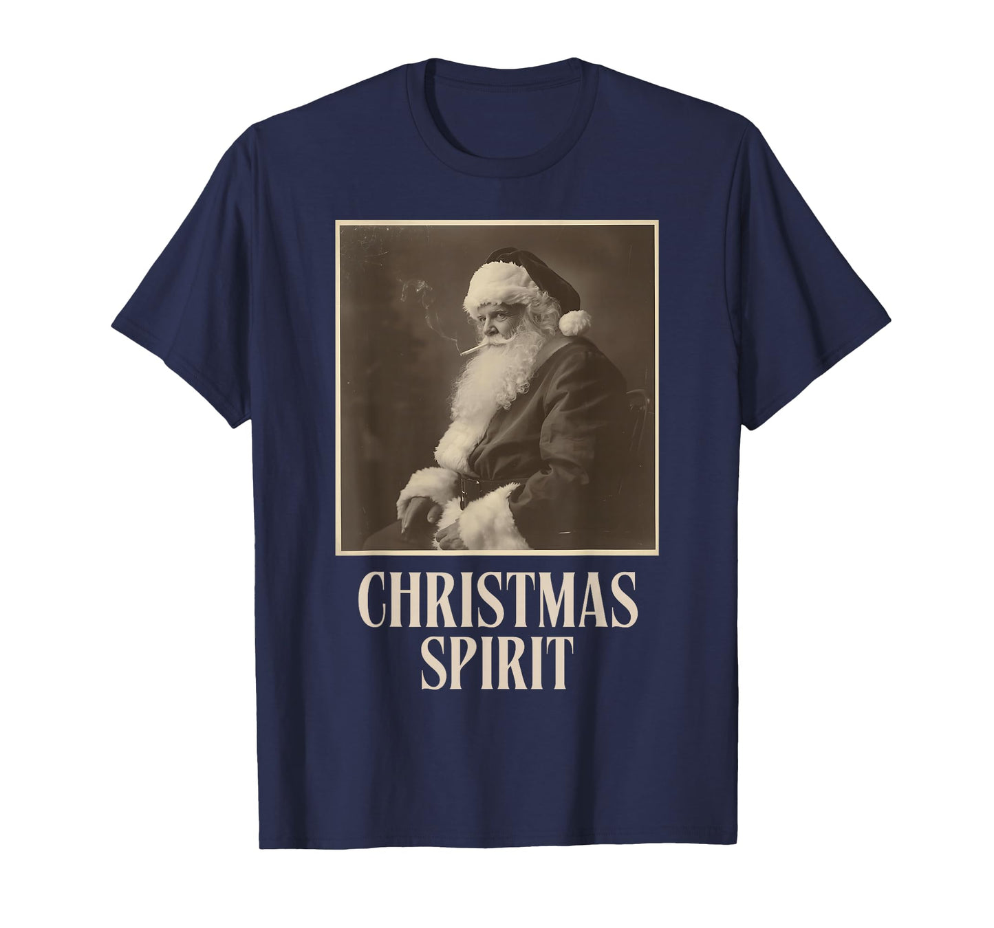 Funny Smoking Santa Claus Christmas Spirit Vintage T-Shirt
