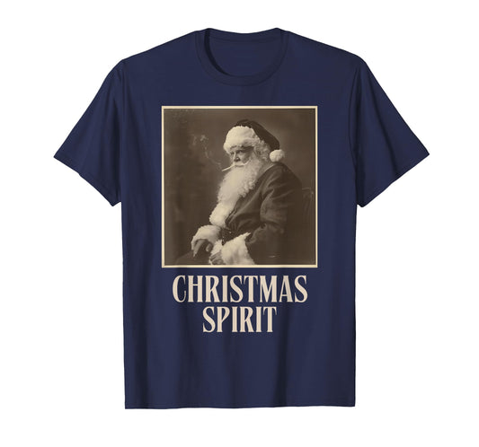 Funny Smoking Santa Claus Christmas Spirit Vintage T-Shirt