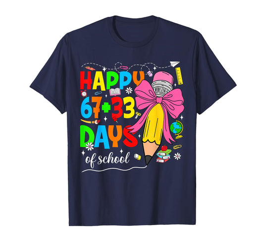Happy 100 Days of School Pencil Teacher 100th Day of School T-Shirt