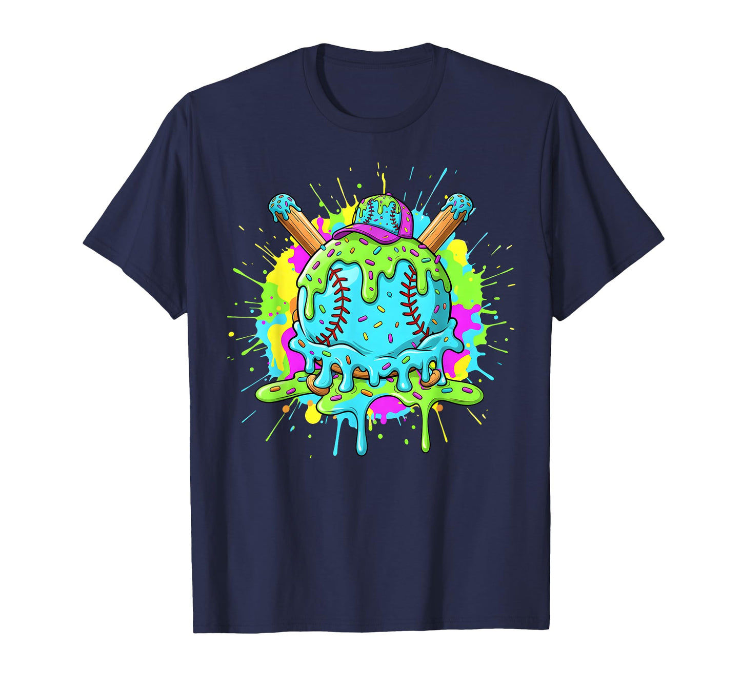 Baseball Drip for Boys Ice Cream Drip Youth Boys Baseball T-Shirt