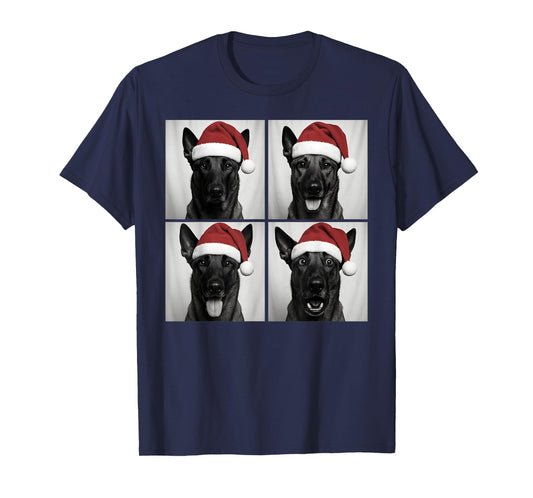 Funny Christmas Belgian Malinois Santa Dog Lover Photo Booth T-Shirt