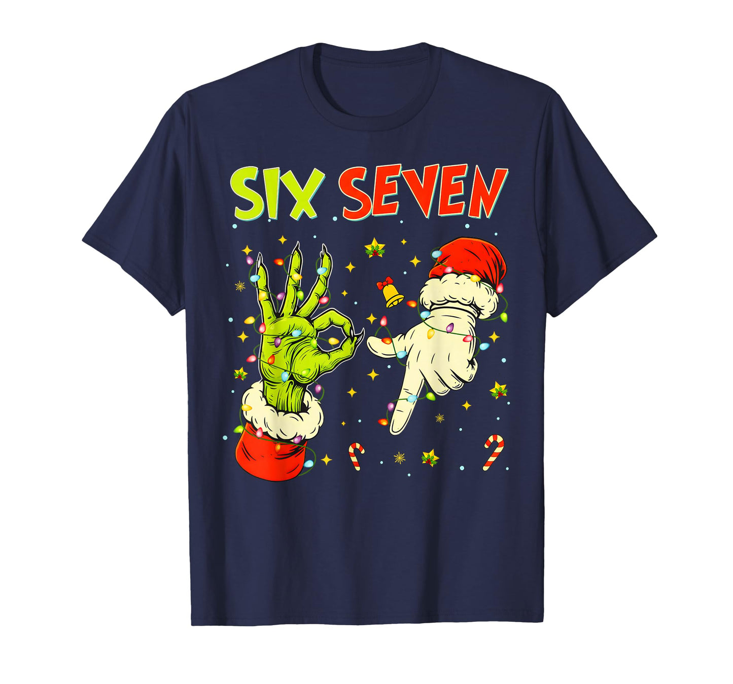 Six Seven 67 Funny Hand-Sign Christmas Meme T-Shirt