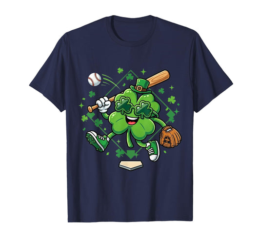 St Patricks Day Baseball Shamrock Saint Paddys Boys Men Kids T-Shirt