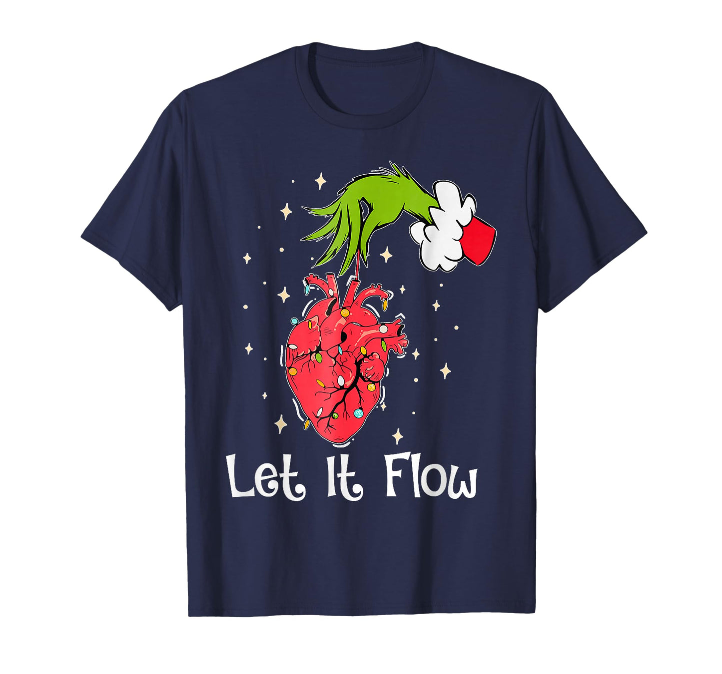 Funny Let It Flow Anatomy Heart Cardiac Nurse Santa Hat Xmas T-Shirt