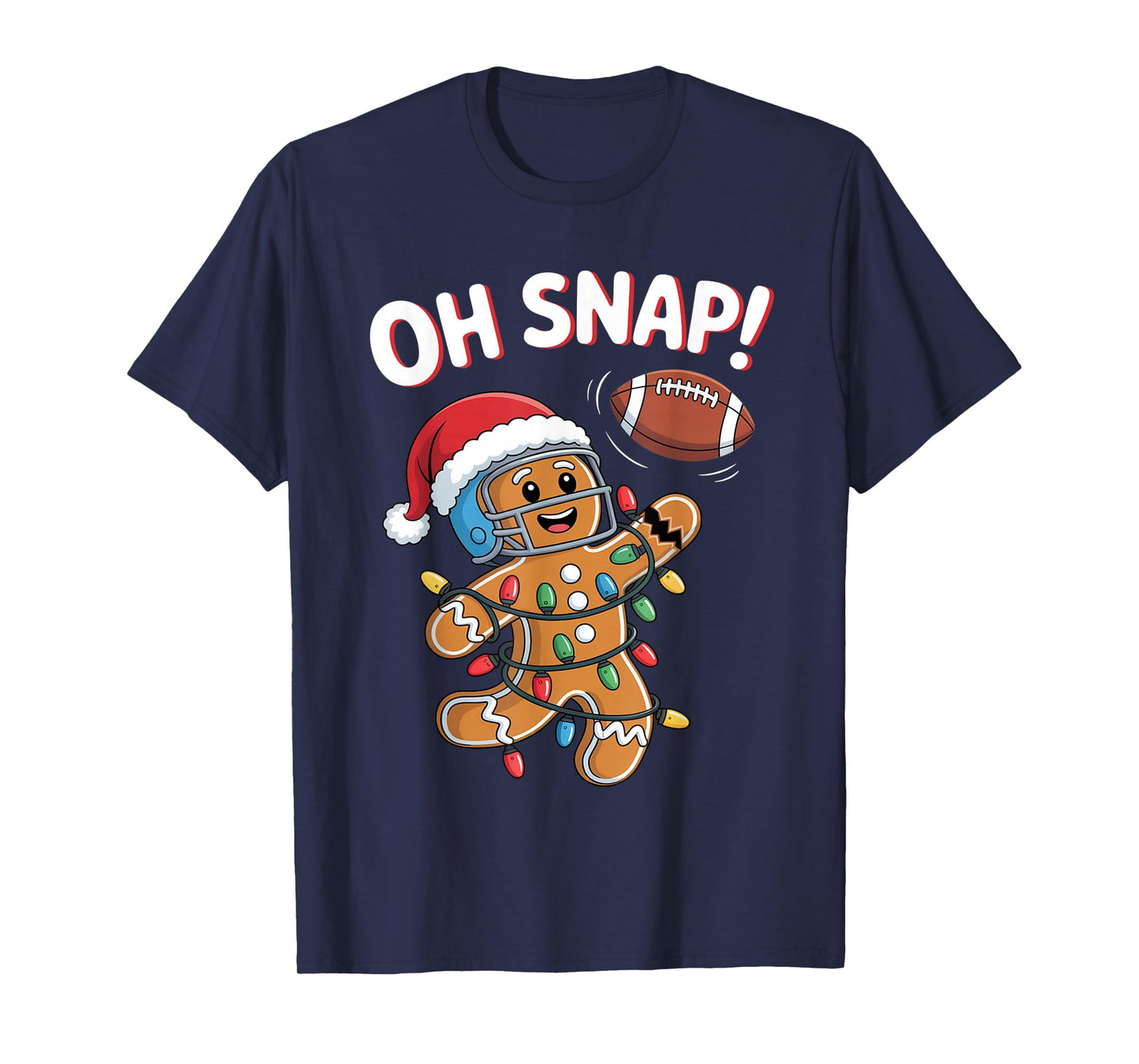 Oh Snap Funny Gingerbread Man Football Christmas Pajamas T-Shirt