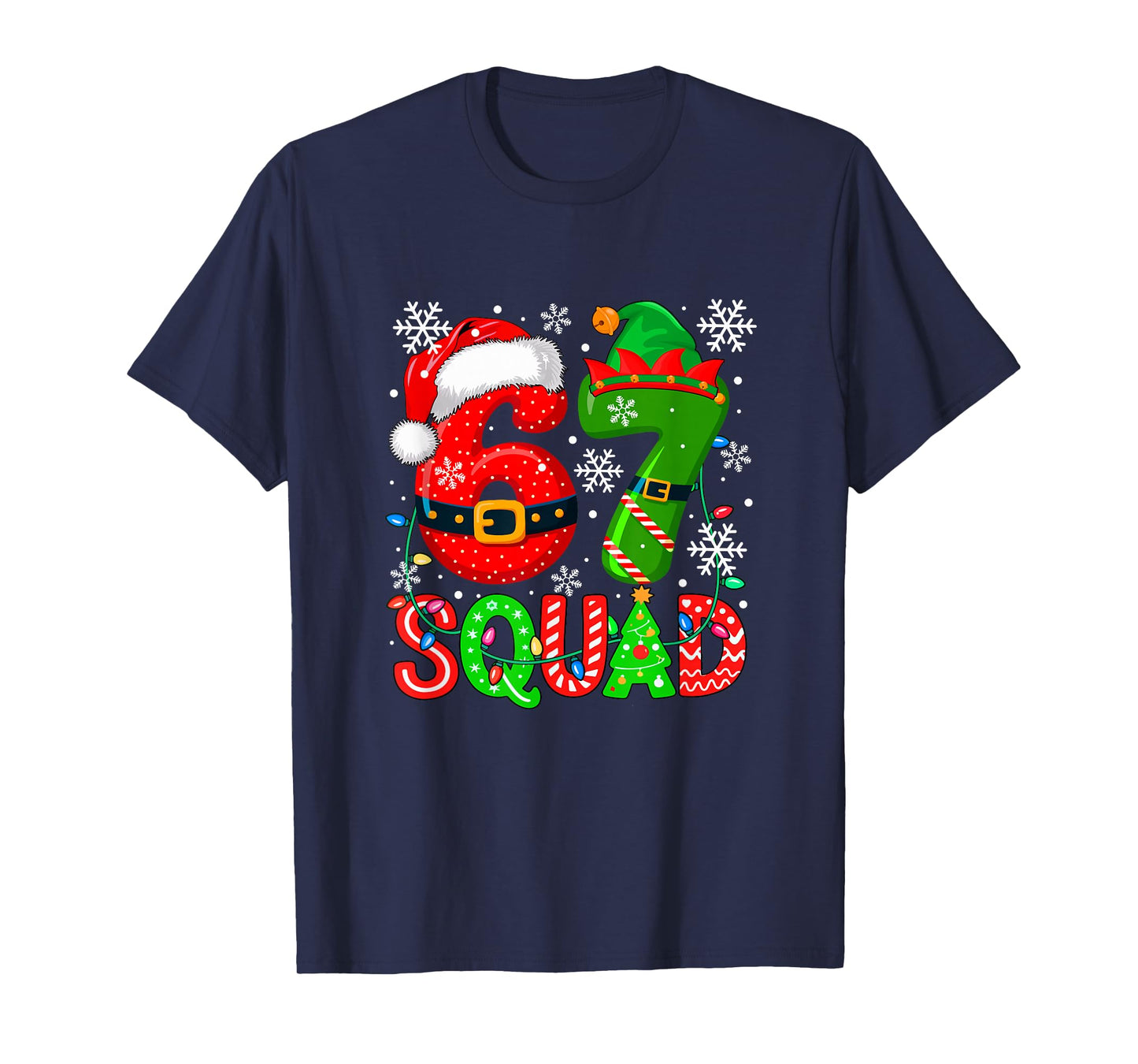 67 Squad Christmas Santa Elf Colorful Costume Kids Family T-Shirt