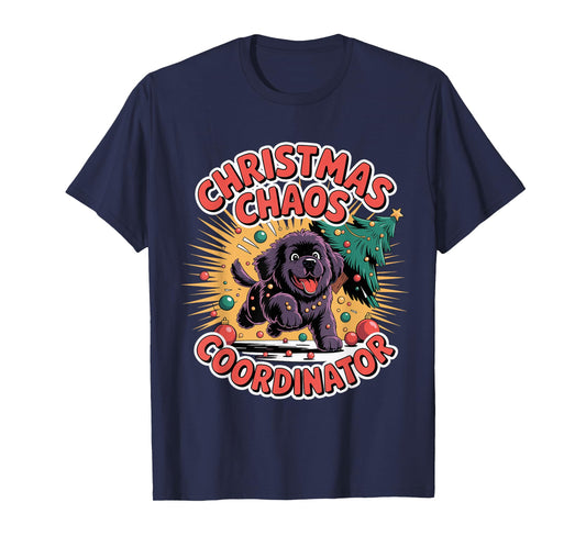 Christmas Chaos Coordinator Xmas Puppy Funny Newfoundland T-Shirt