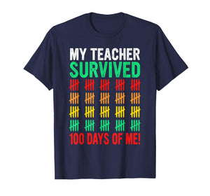 Funny My Teacher Survived 100 Days of Me Teacher Student T-Shirt