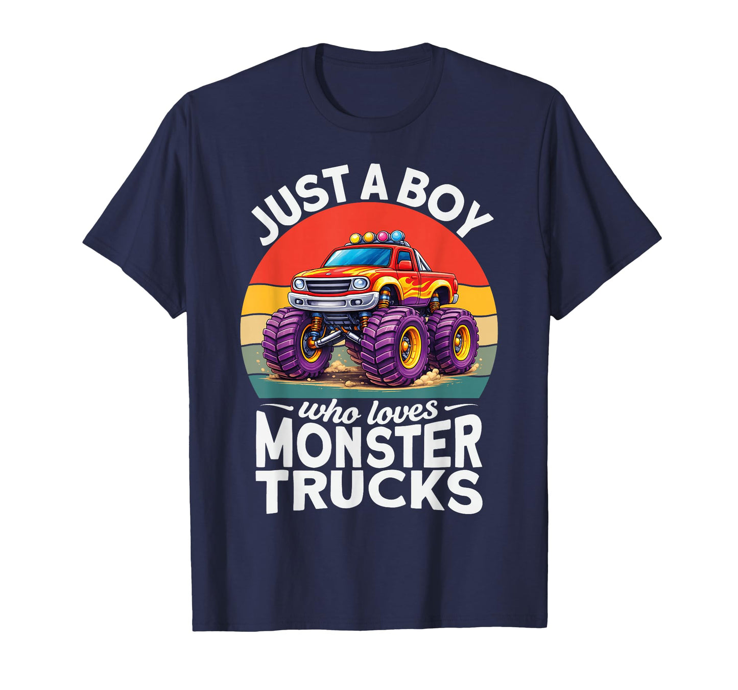 Just A Boy Who Loves Monster Trucks Funny Kids Boys T-Shirt