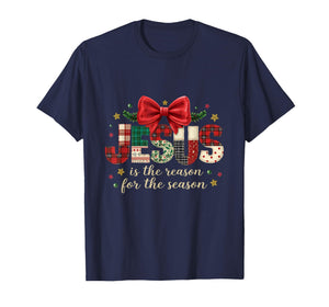 Jesus is The Reason for Season Patchwork Christmas T-Shirt