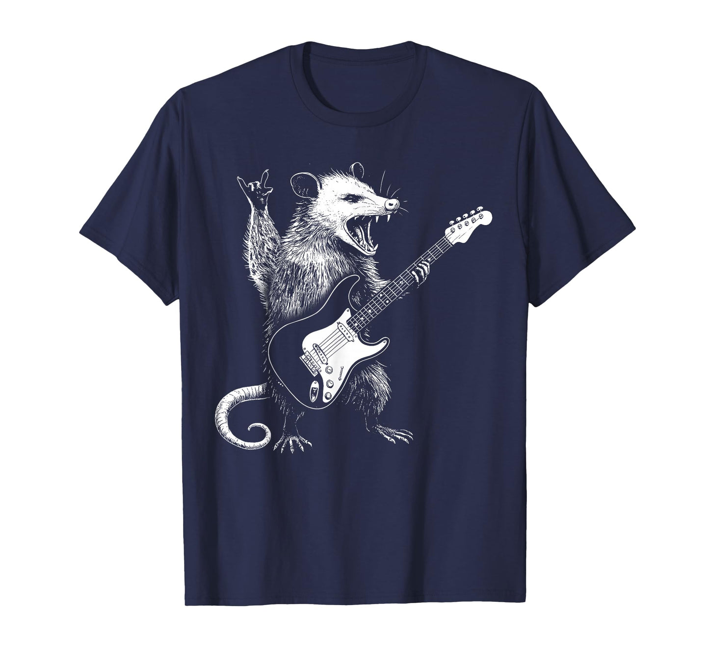 Possum Playing Guitar Music Funny Opossum Rock On Guitarist T-Shirt