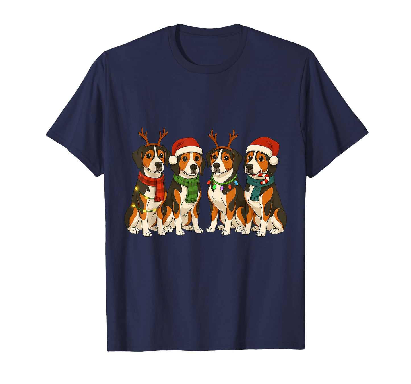 Treeing Walker Coonhound Santa Hat Tee Dog Merry Christmas T-Shirt