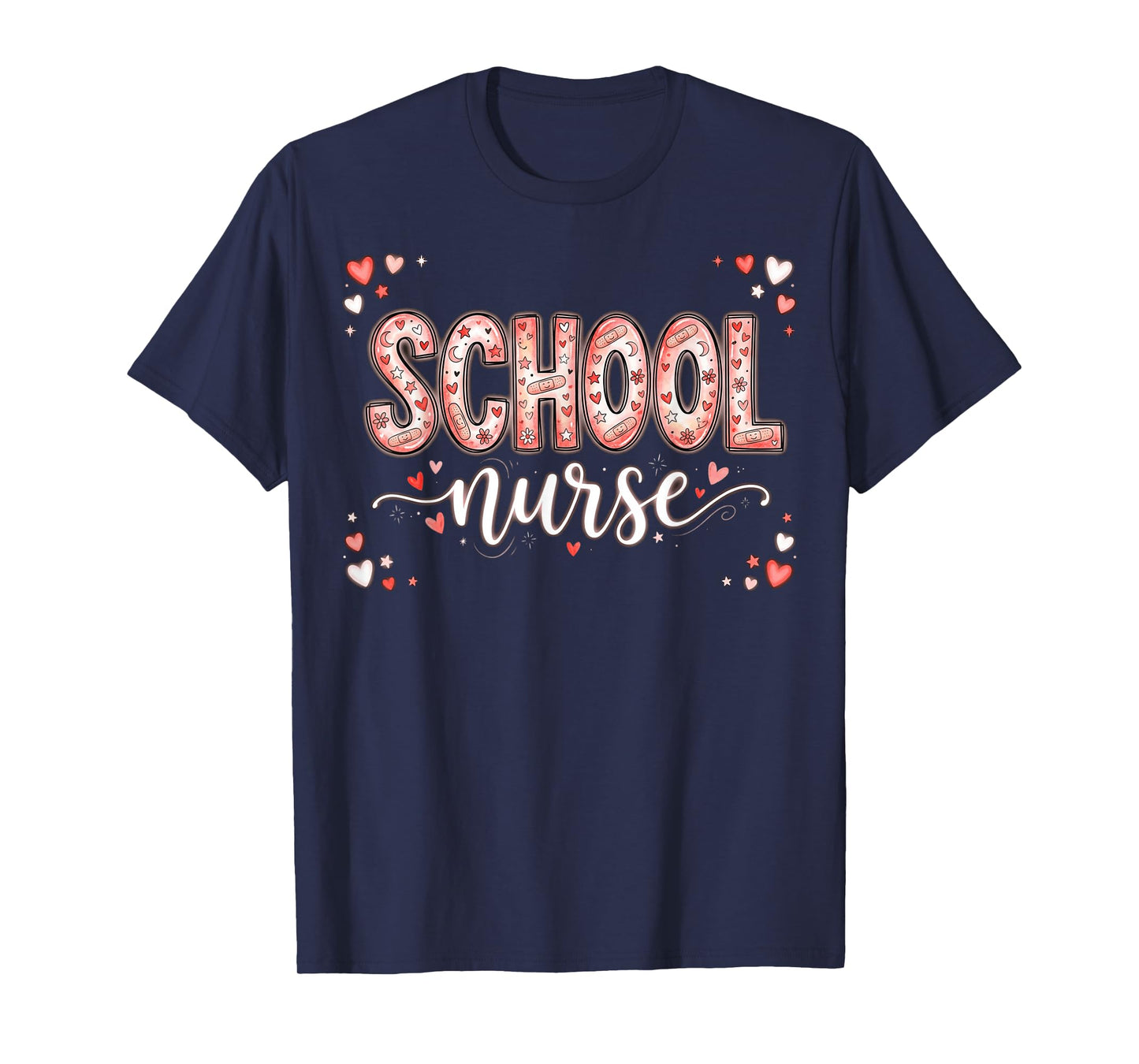 Hearts School Nurse Medical Assistant Valentines Nurses T-Shirt