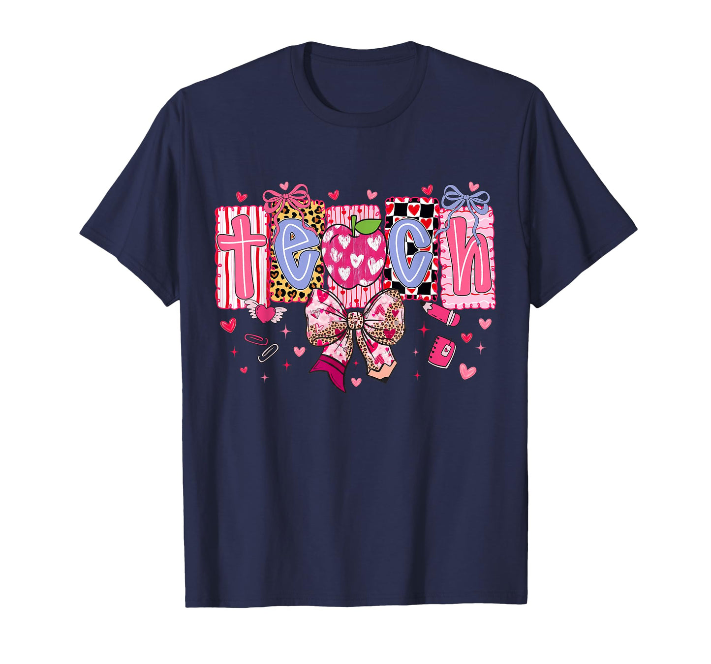 Teacher Valentines Day Bow Teacher Heart T-Shirt