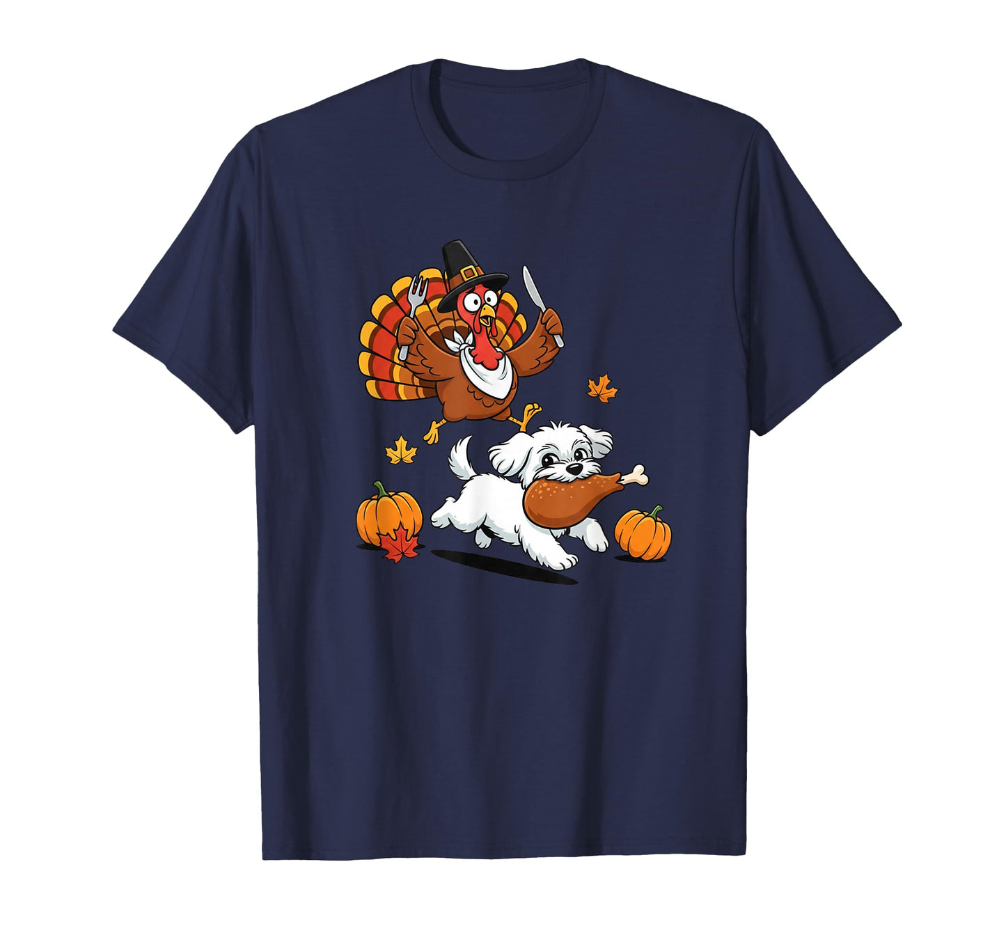 Funny Maltese Turkey Autumn Thanksgiving Womens Mens Kids T-Shirt