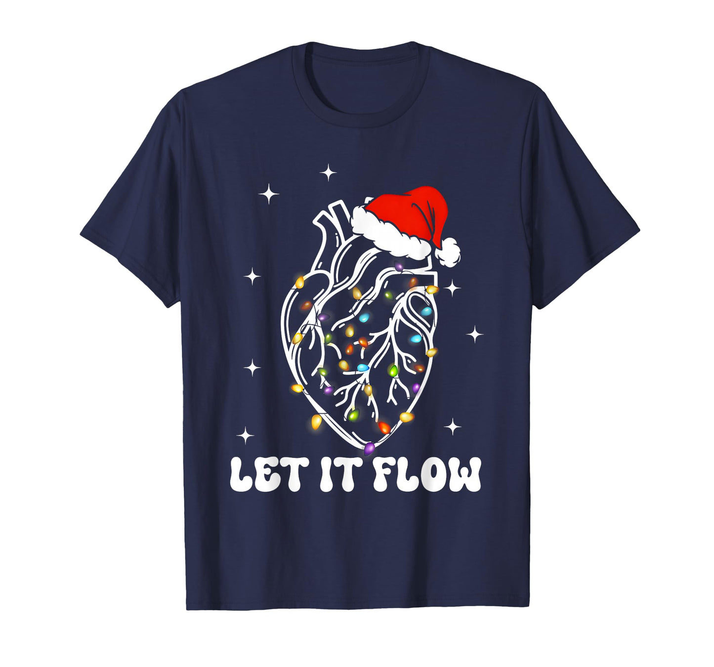 Funny Let It Flow Anatomy Heart Cardiac Nurse Santa Hat Xmas T-Shirt