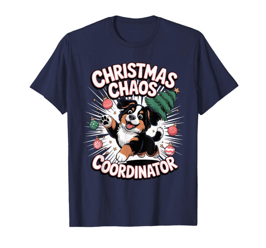 Christmas Chaos Coordinator Xmas Puppy Funny Bernese Dog T-Shirt