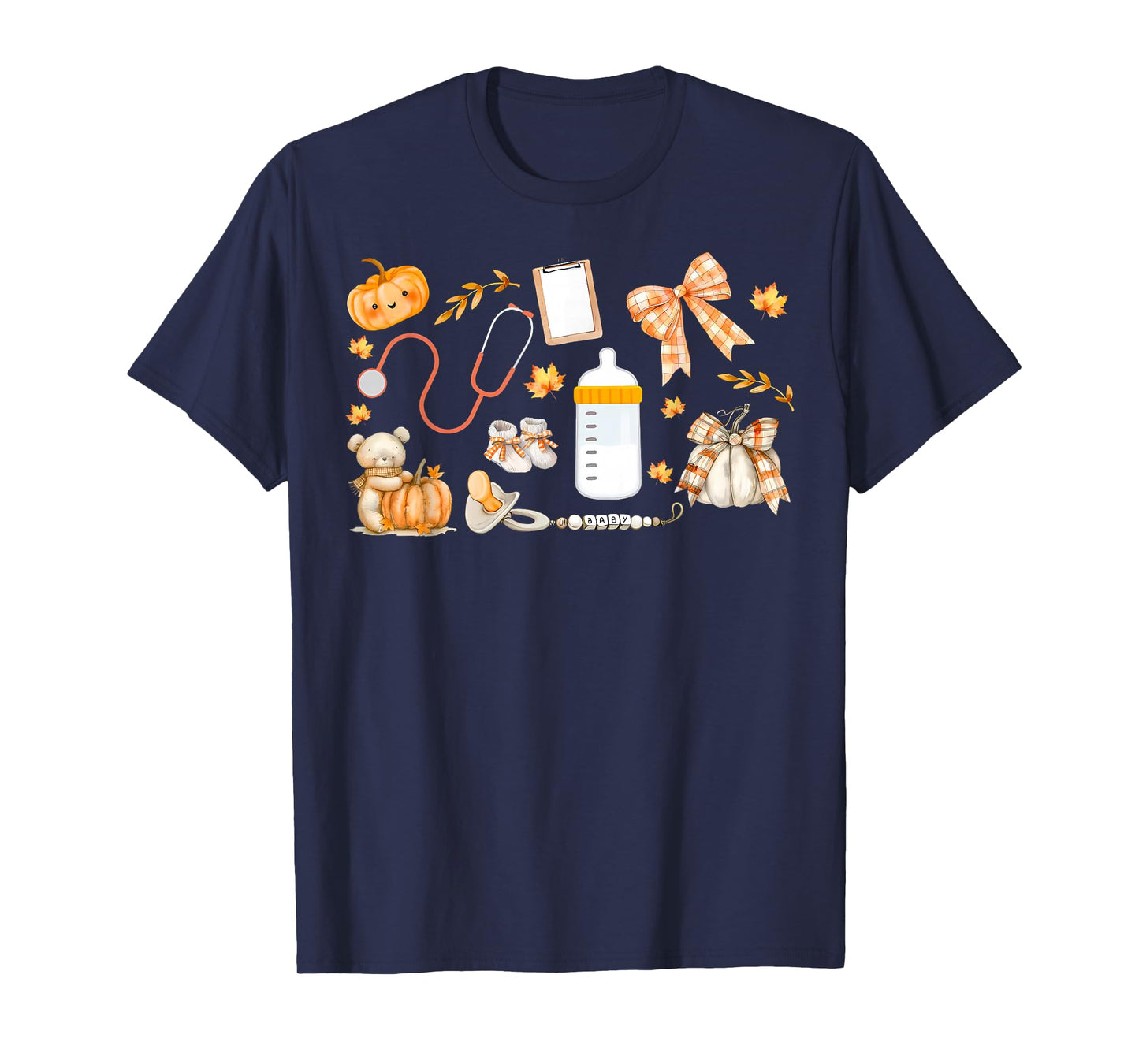 Mother Baby Nurse Fall Thanksgiving Team Nursery Nurse Women T-Shirt