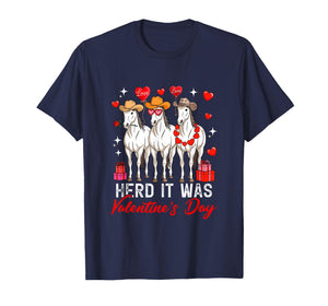 Herd It was Valentine's Day Three Cute Horses Floral Hearts T-Shirt