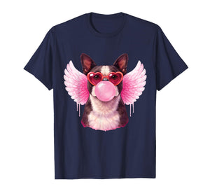 Retro Cupid Valentine Dog Love Hearts Cute Boston Terrier T-Shirt