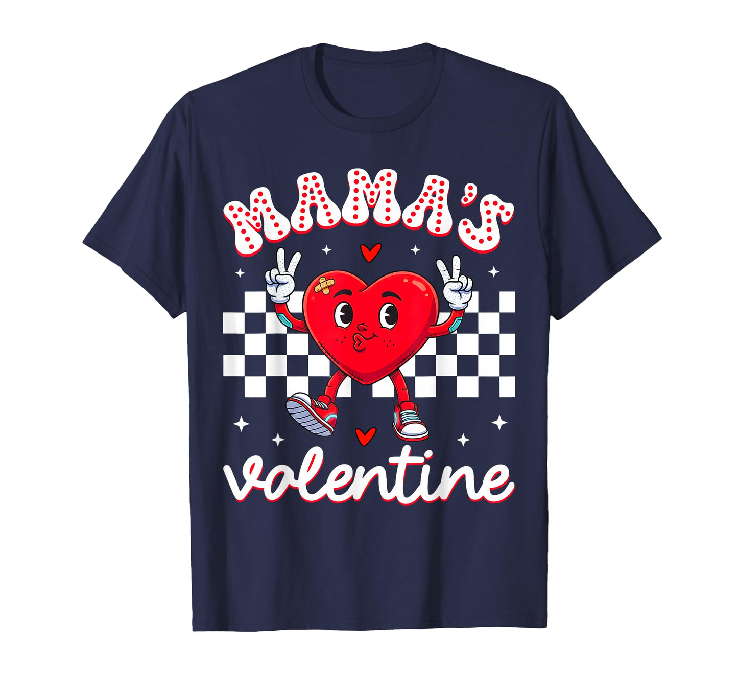 Mama's Valentine Heart Cute Kids Retro Groovy Boy Girl T-Shirt