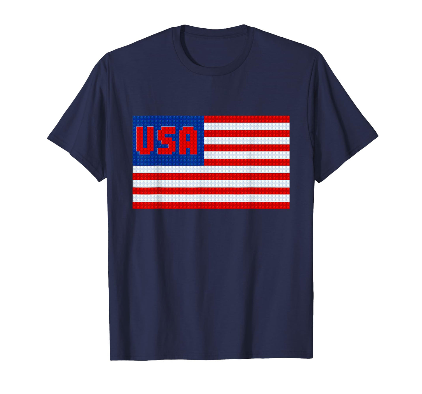 USA Flag - Patriotic Brick Builder Block Building T-Shirt