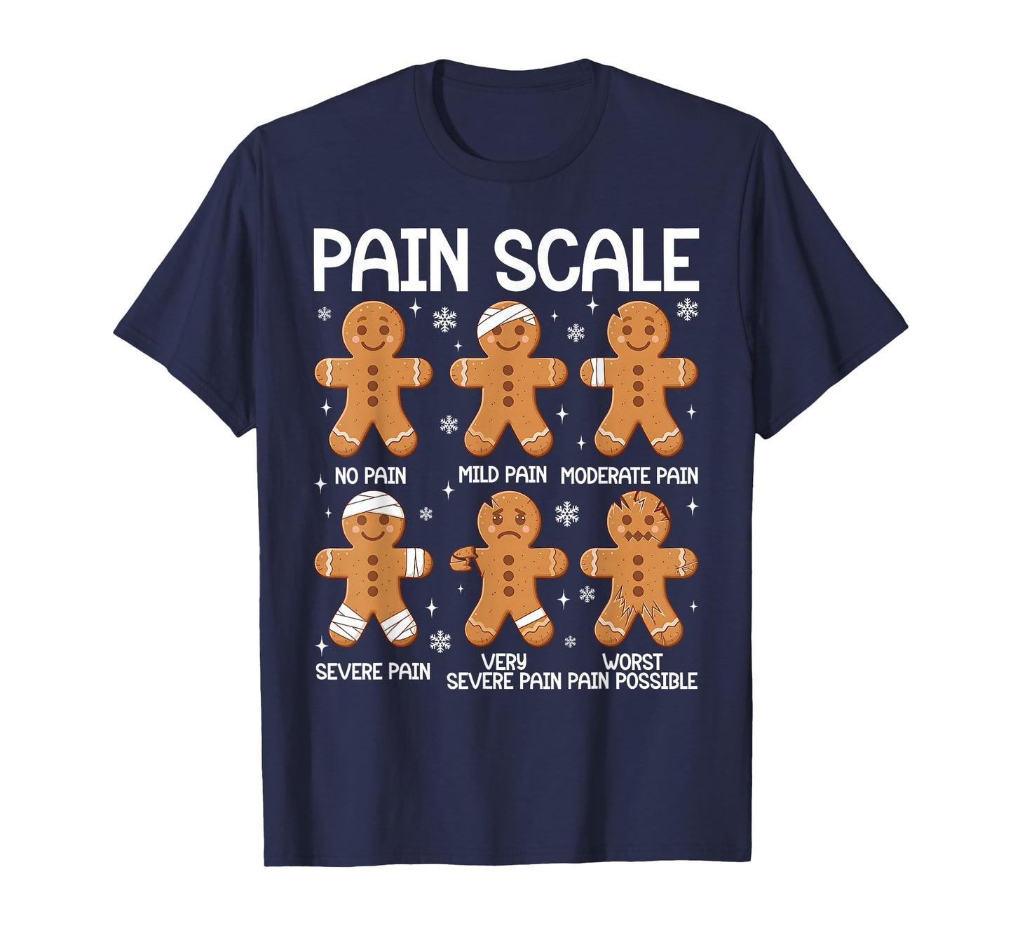 Nurse Christmas Pain Scale Assessment RN ER Gingerbread Man T-Shirt