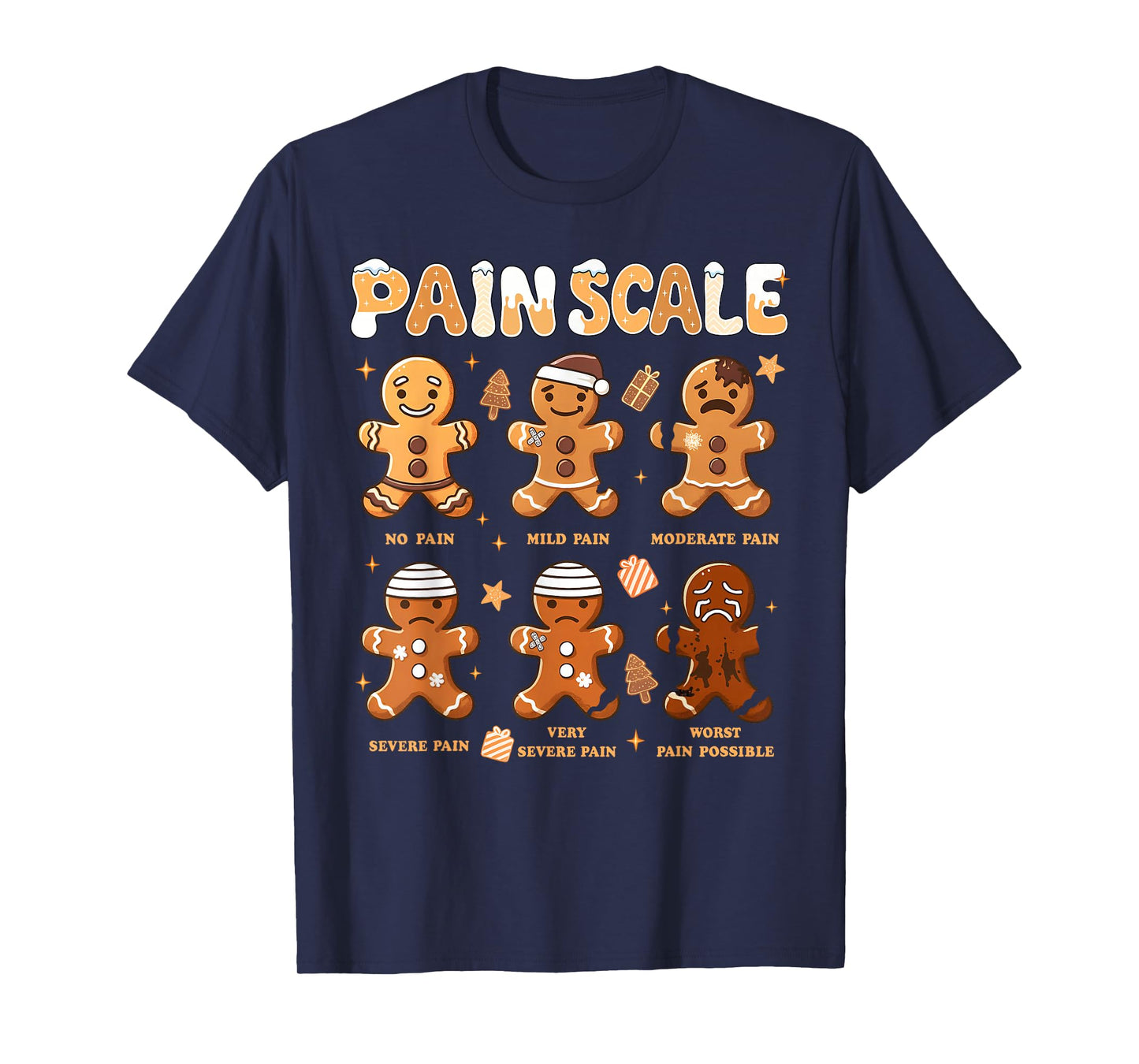 Pain Scale Funny Gingerbread Man Christmas Nurse Holiday T-Shirt
