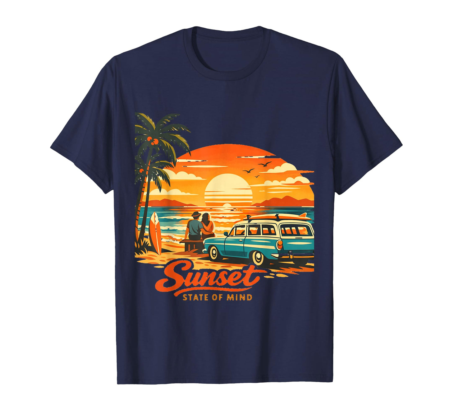 Beach Vibes 60s Sunset Surfers Retro T-Shirt