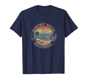Retro Newport Beach California Drawing Art Design T-Shirt