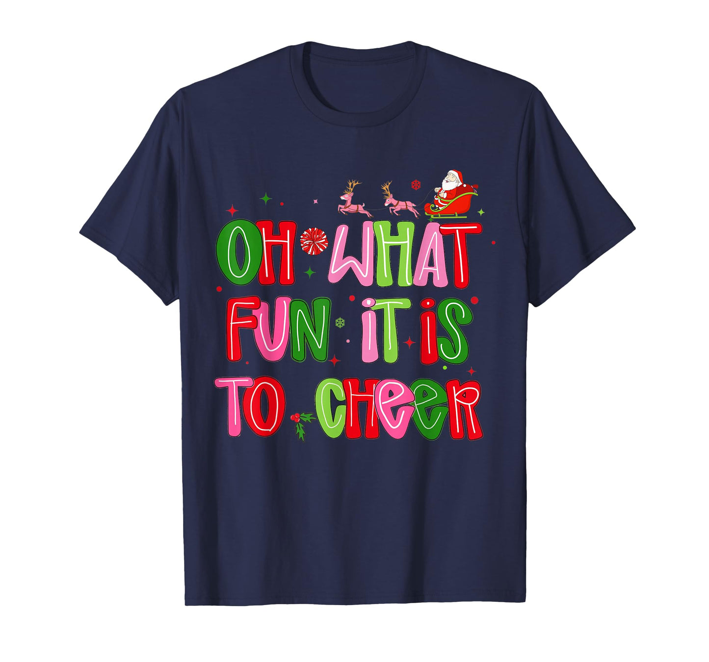 Retro Oh What Fun It is to Cheer Christmas Santa Cheerleader T-Shirt