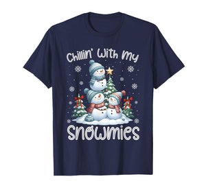 Chillin with My Snowmie Women Christmas Snowman Teacher Snow T-Shirt