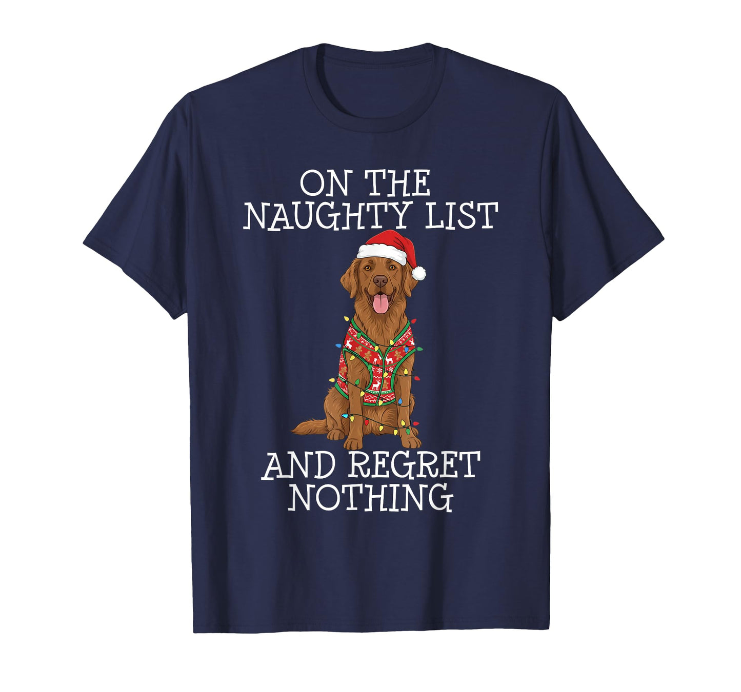 Funny Christmas Chesapeake Bay Retriever Naughty List T-Shirt